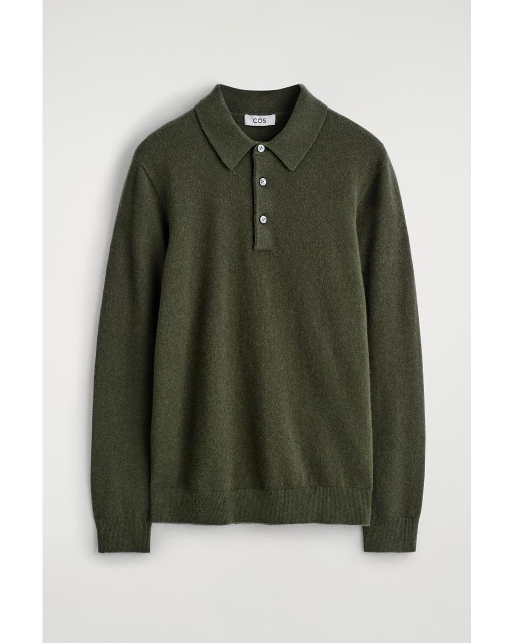 COS Seamless Cashmere Polo Shirt in Green for Men | Lyst