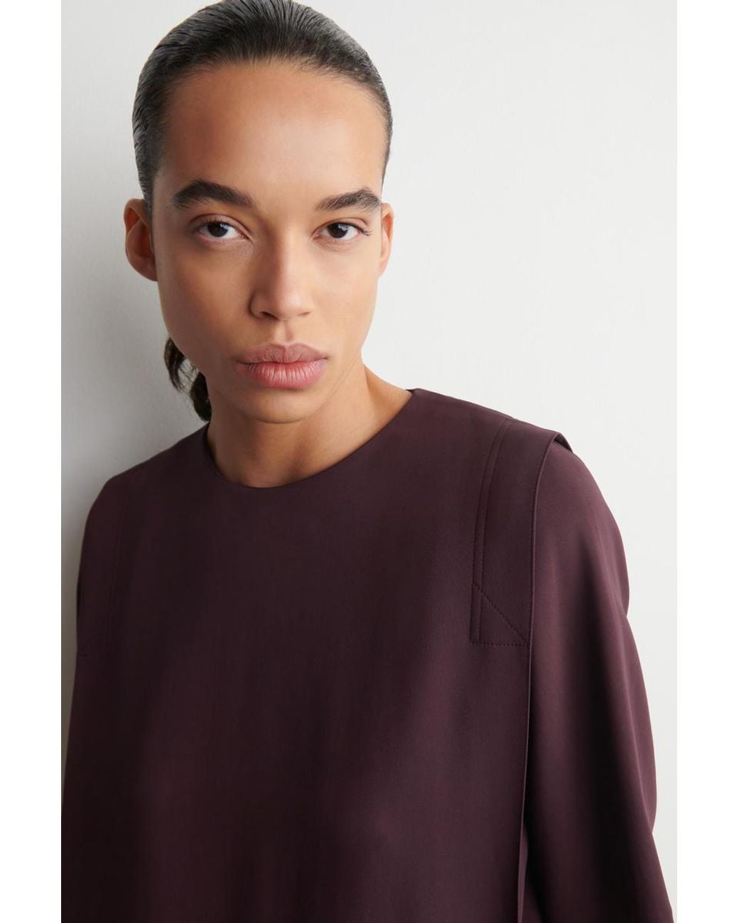 COS Purple Layered Straight-Cut Midi Dress