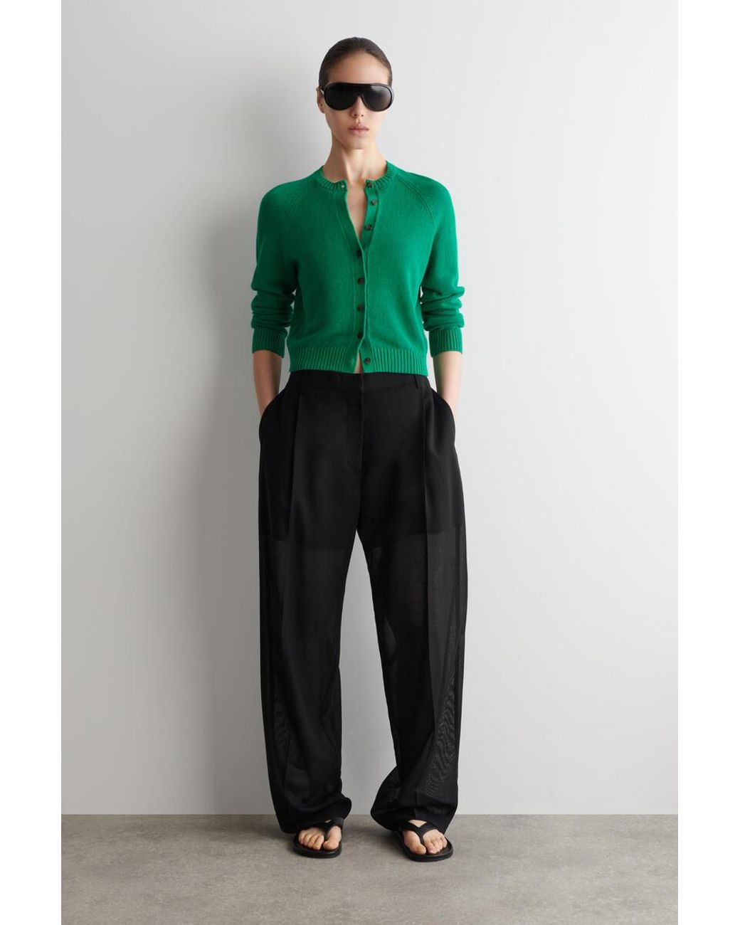 COS Green Knitted Linen Cardigan