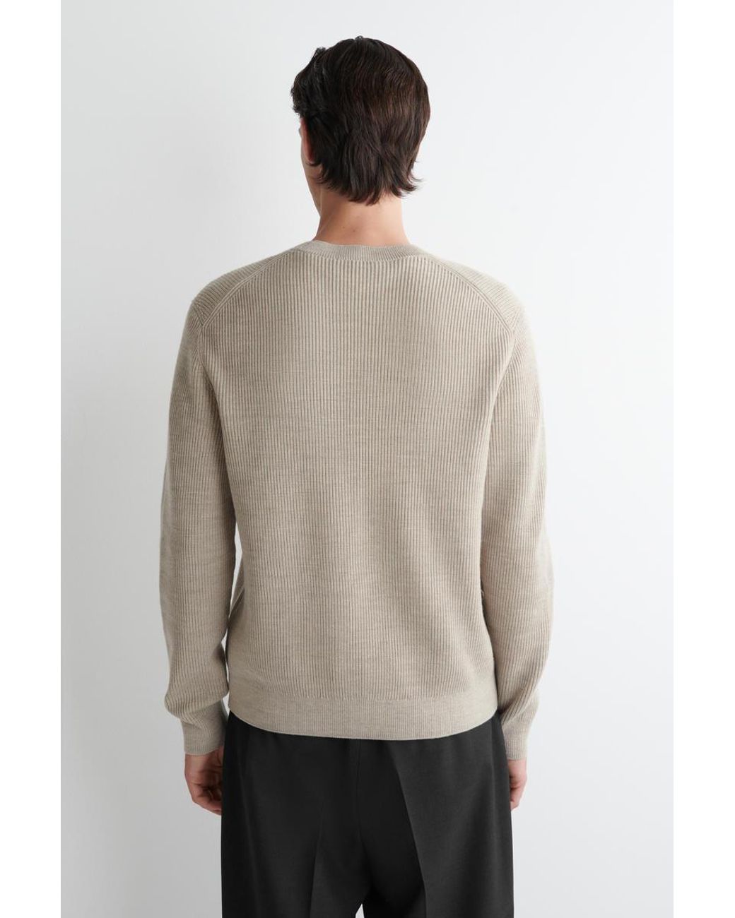 COS Natural Pocket-Detail Wool Crew-Neck Sweater for men