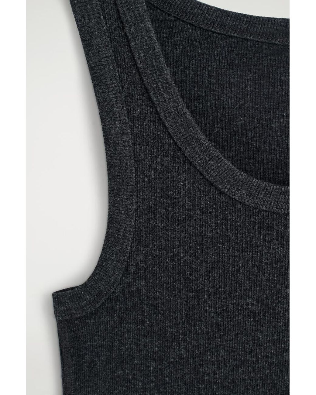 COS Black Ribbed Cotton Tank Top