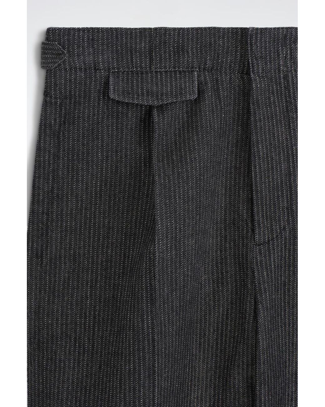 COS Black Pinstriped Denim Relaxed-Fit Wide-Leg Trousers for men