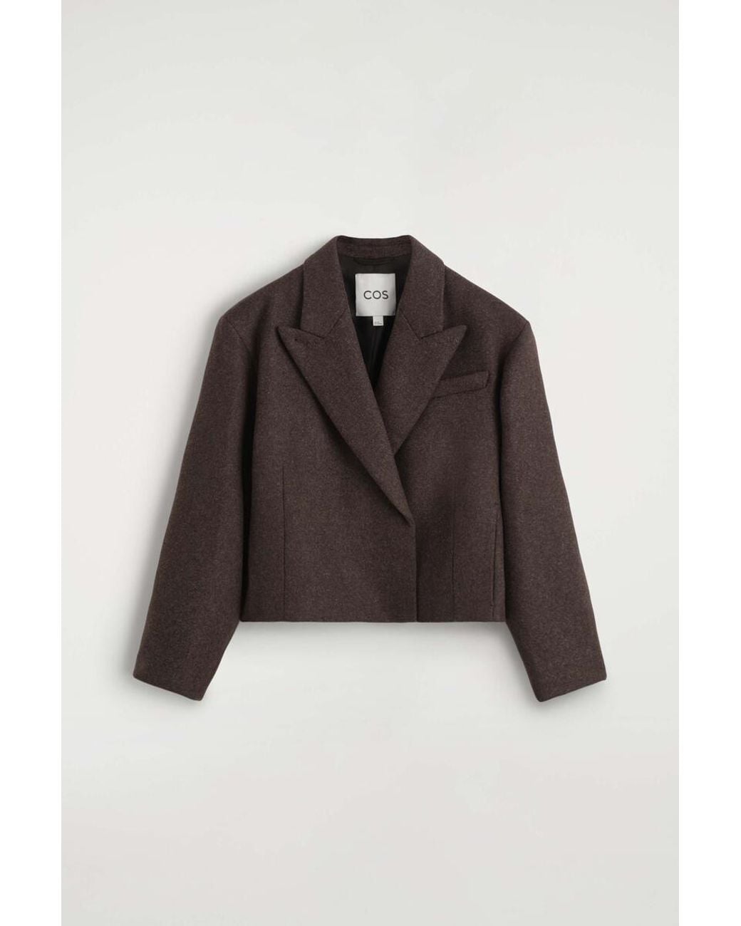 COS Brown Oversized Cropped Boiled Wool-Blend Blazer