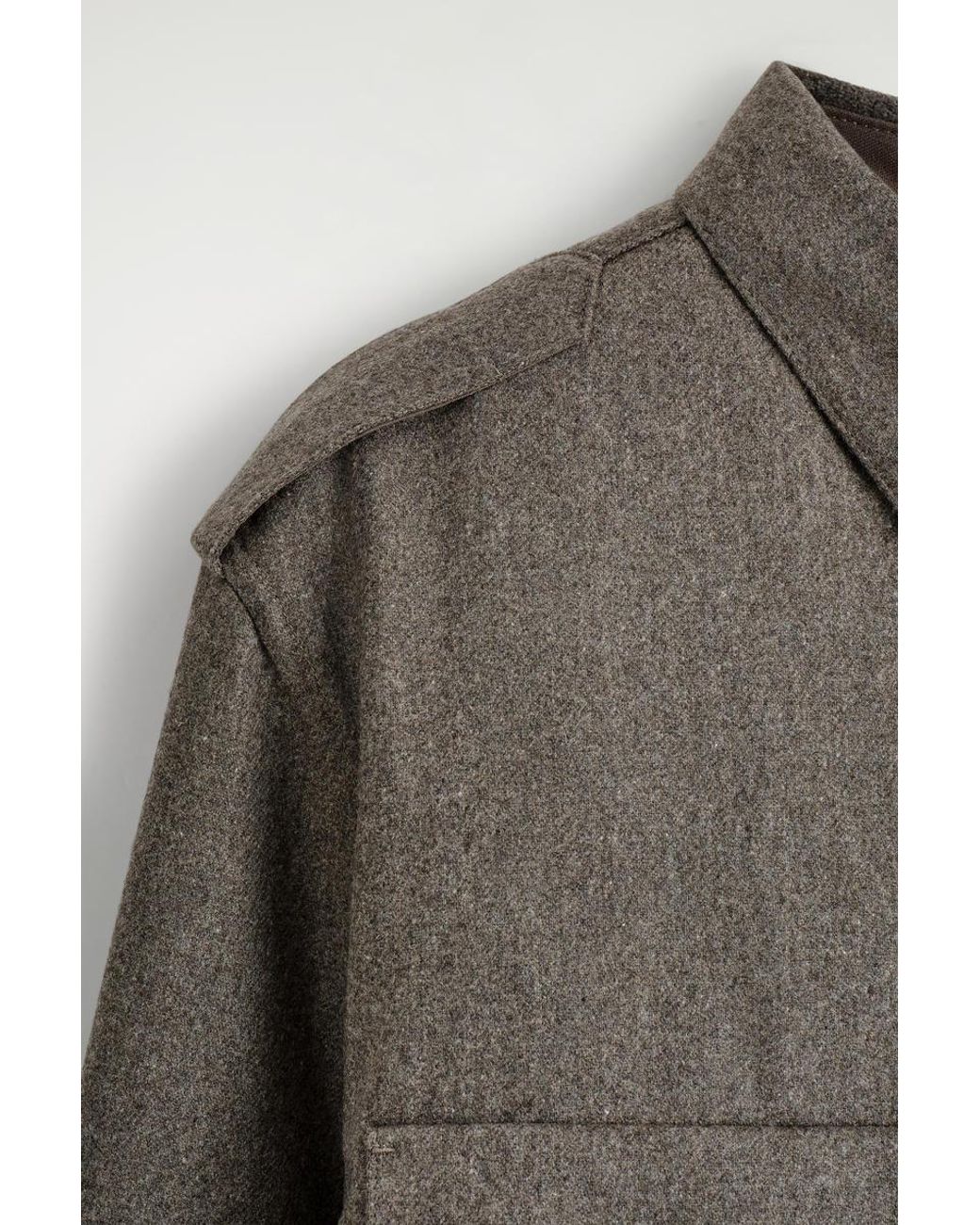 COS Gray Epaulet-Detail Wool Shirt for men
