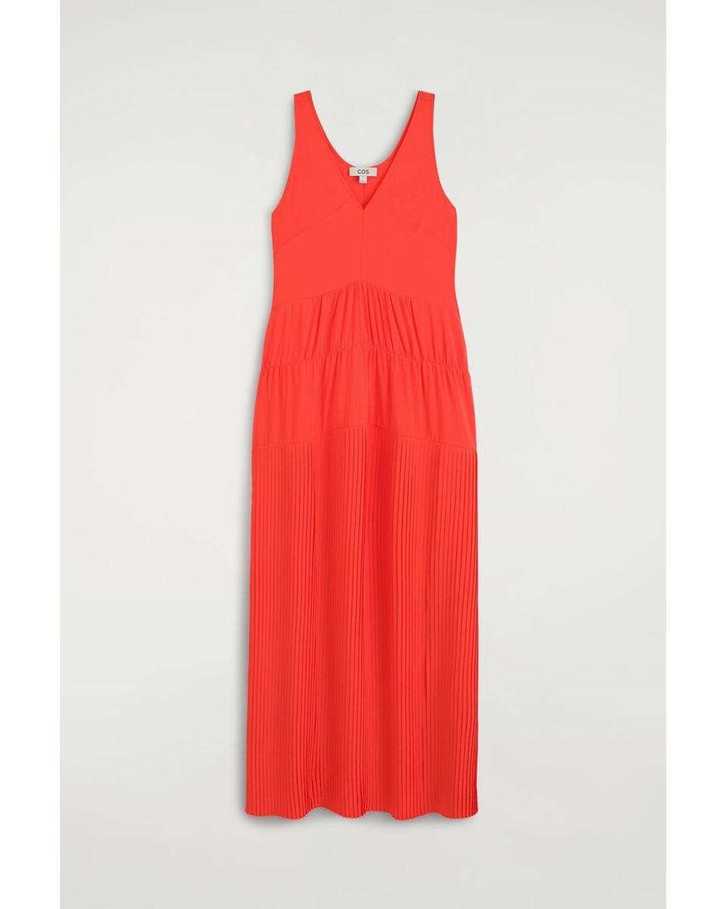 COS Gathered Pleated V-Neck Maxi Dress