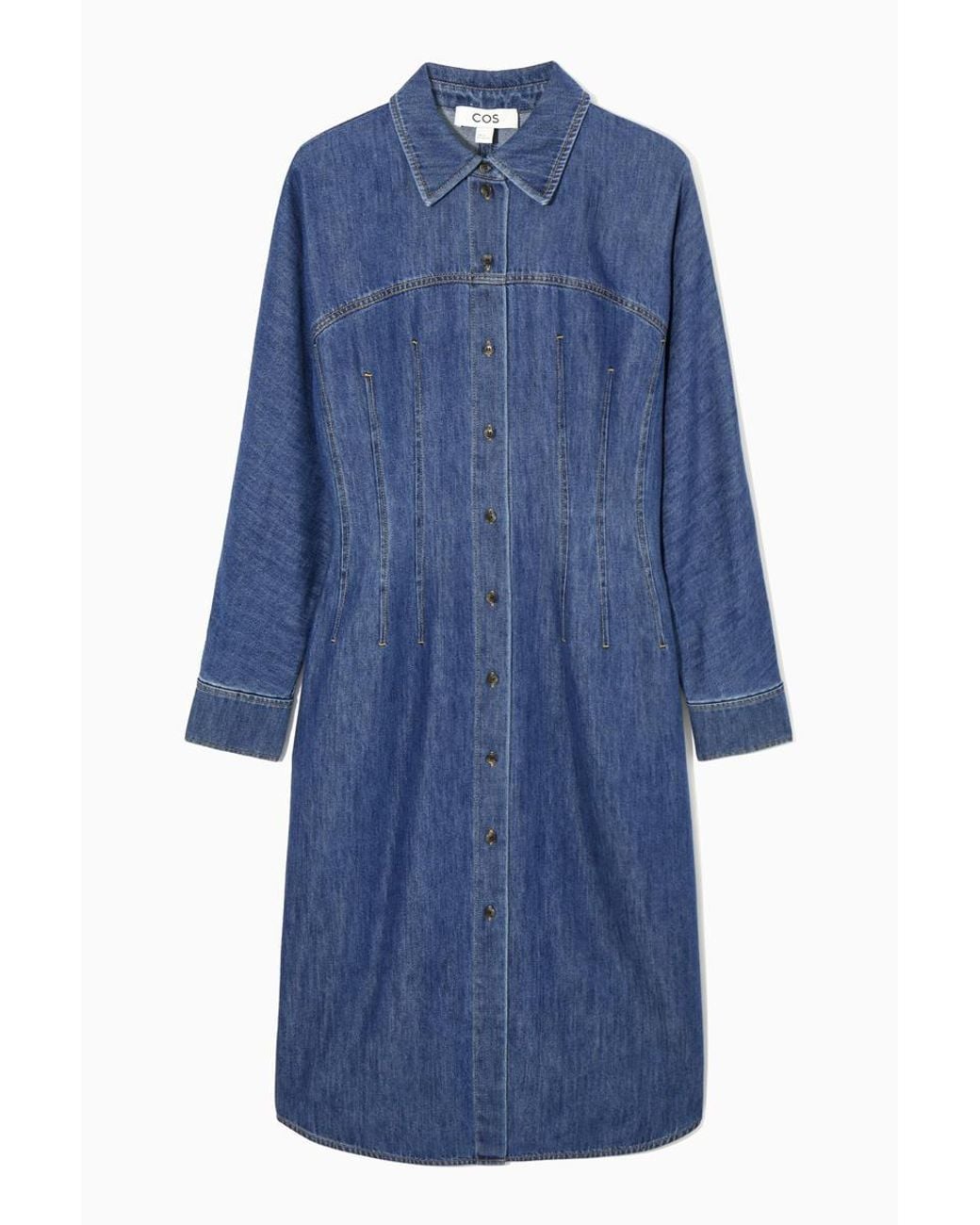 COS Oversized Waisted Denim Shirt Dress in Blue
