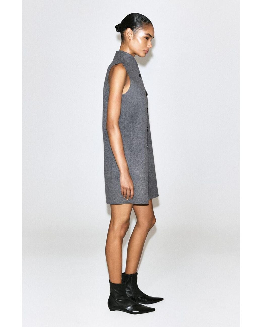 COS Blue Double-Faced Wool-Blend Mini Dress