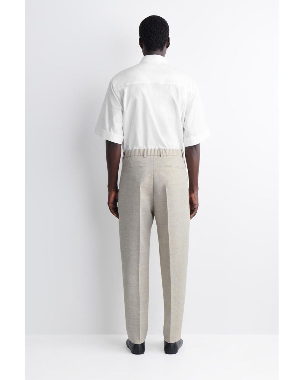 COS White Linen-Wool Relaxed-Fit Barrel-Leg Pants for men