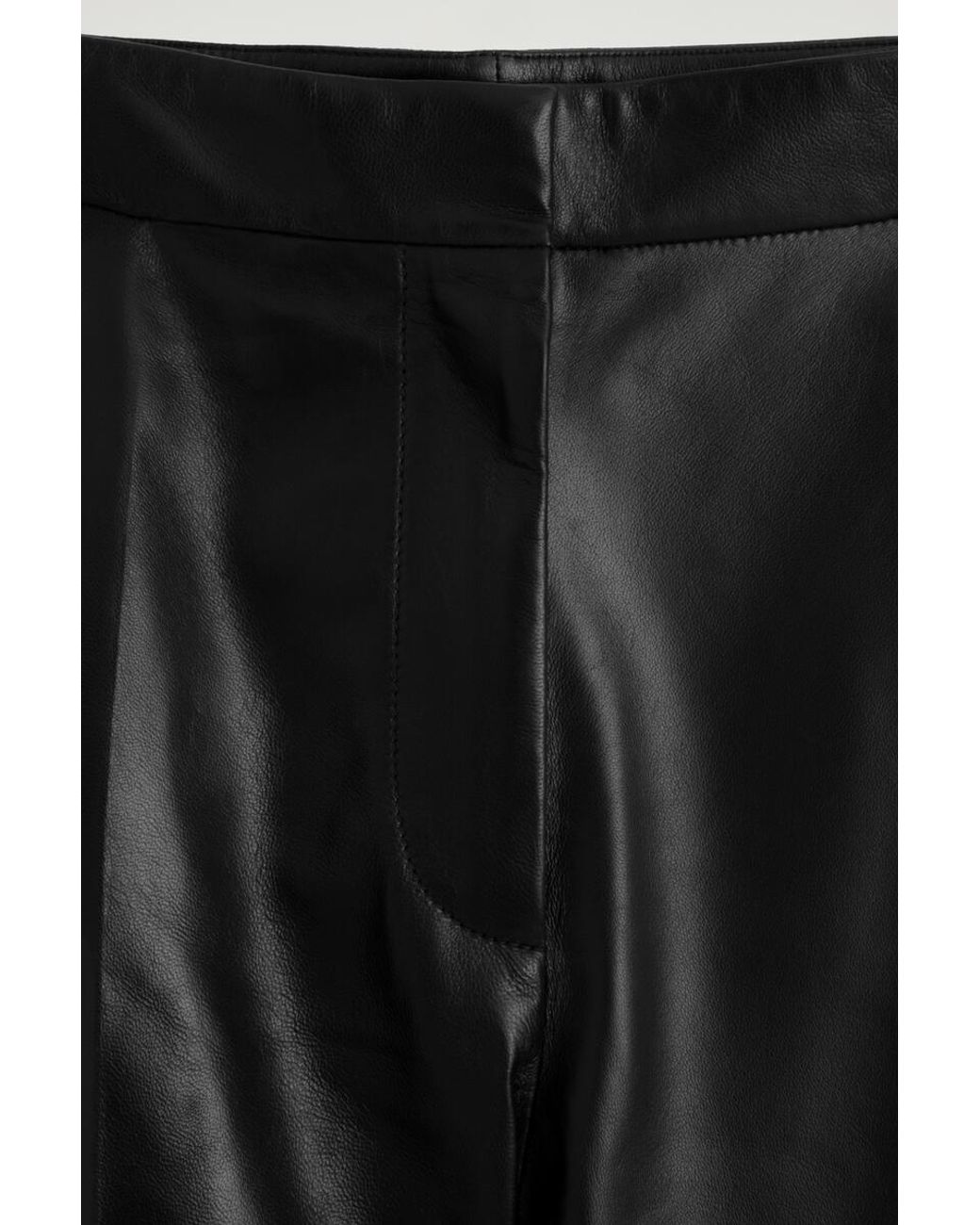 COS Black Leather Straight-Leg Pants