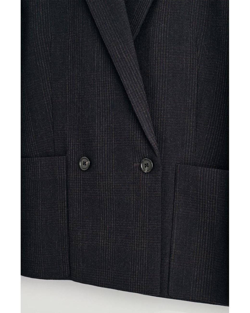 COS Black Checked Double-Breasted Blazer