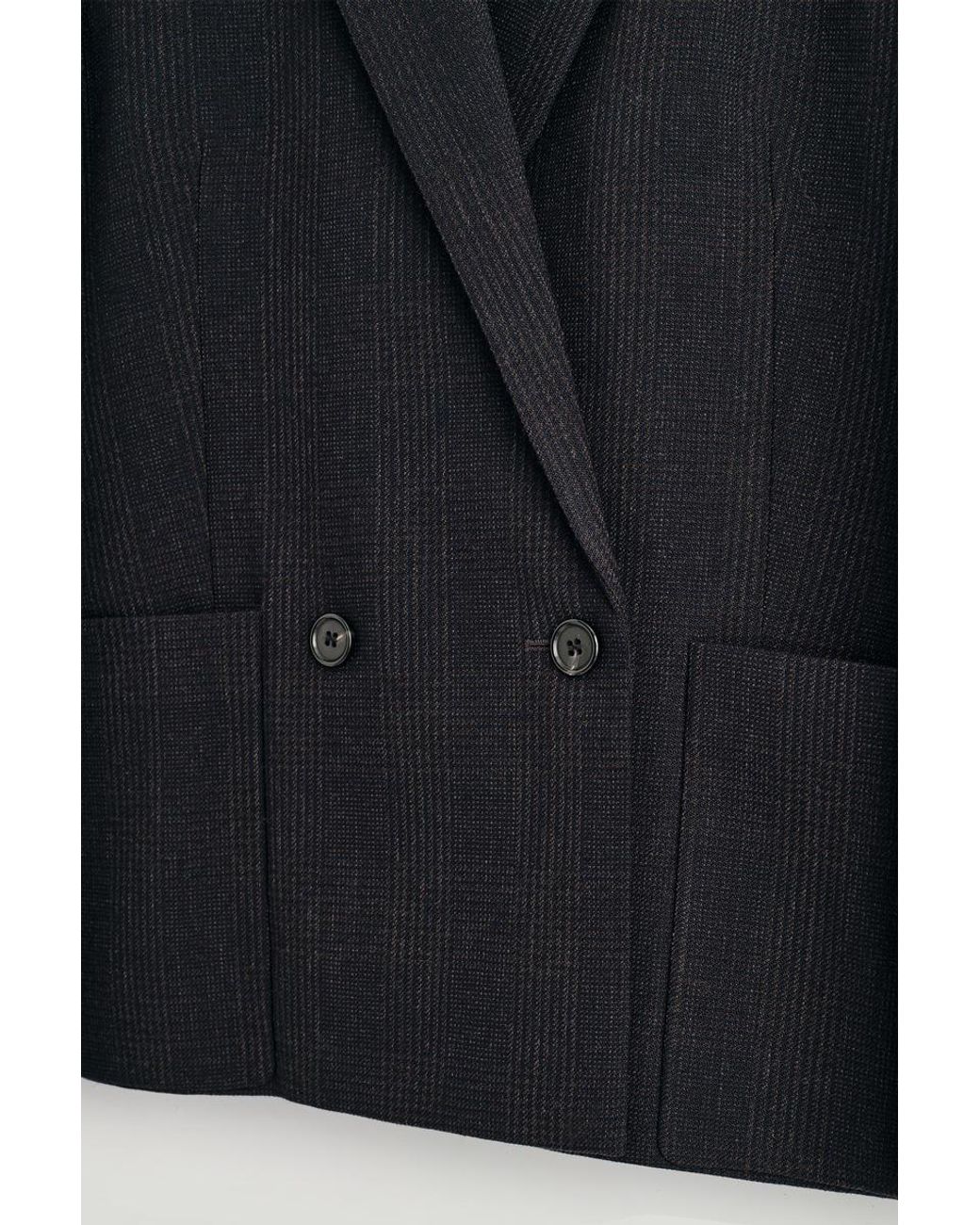 COS Checked Double-Breasted Blazer in Black | Lyst