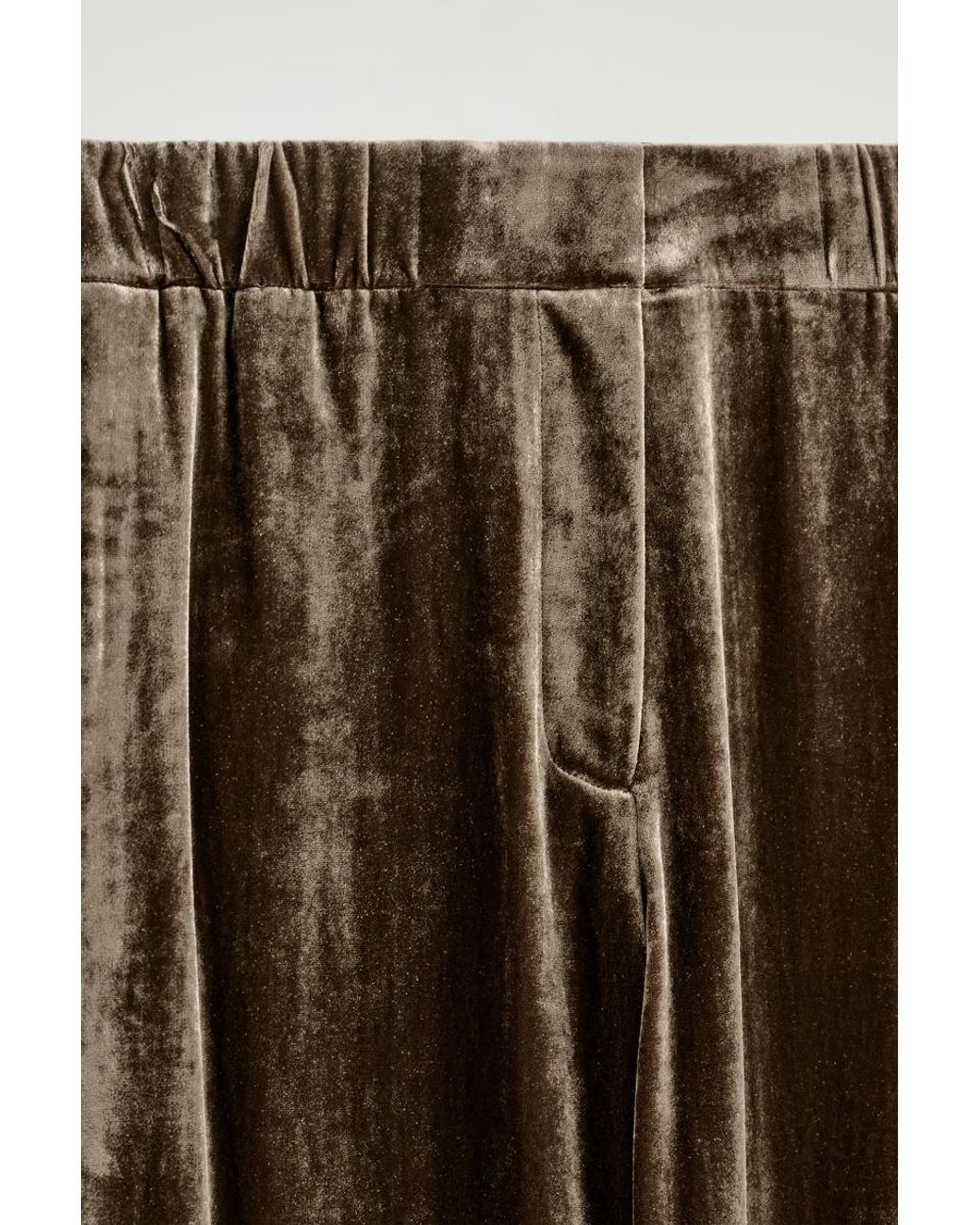 COS Brown Velvet Elasticated Straight-Leg Trousers