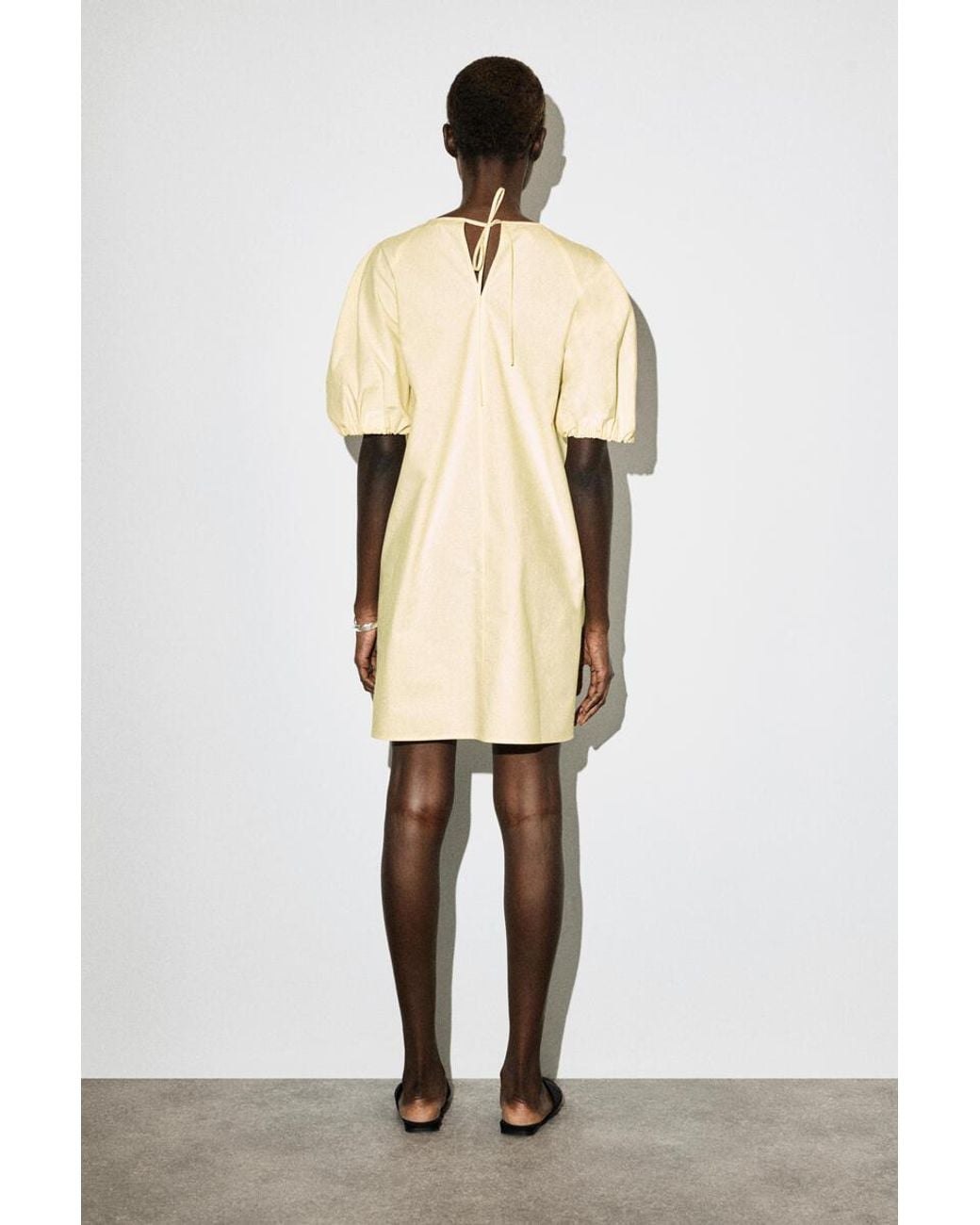 COS Natural Puff-Sleeve Cotton Mini Dress