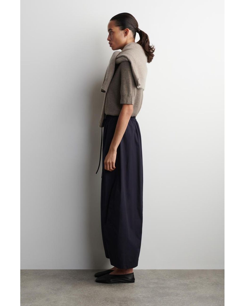 COS Blue Elasticated Barrel-leg Trousers