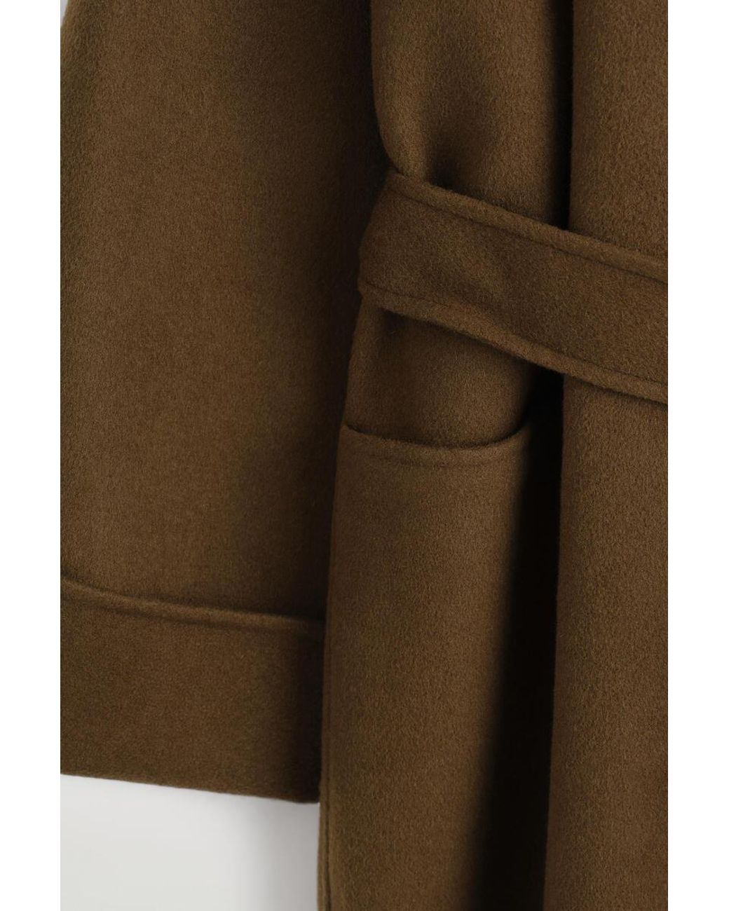 COS Brown Oversized Double-Faced Wool Shawl Coat