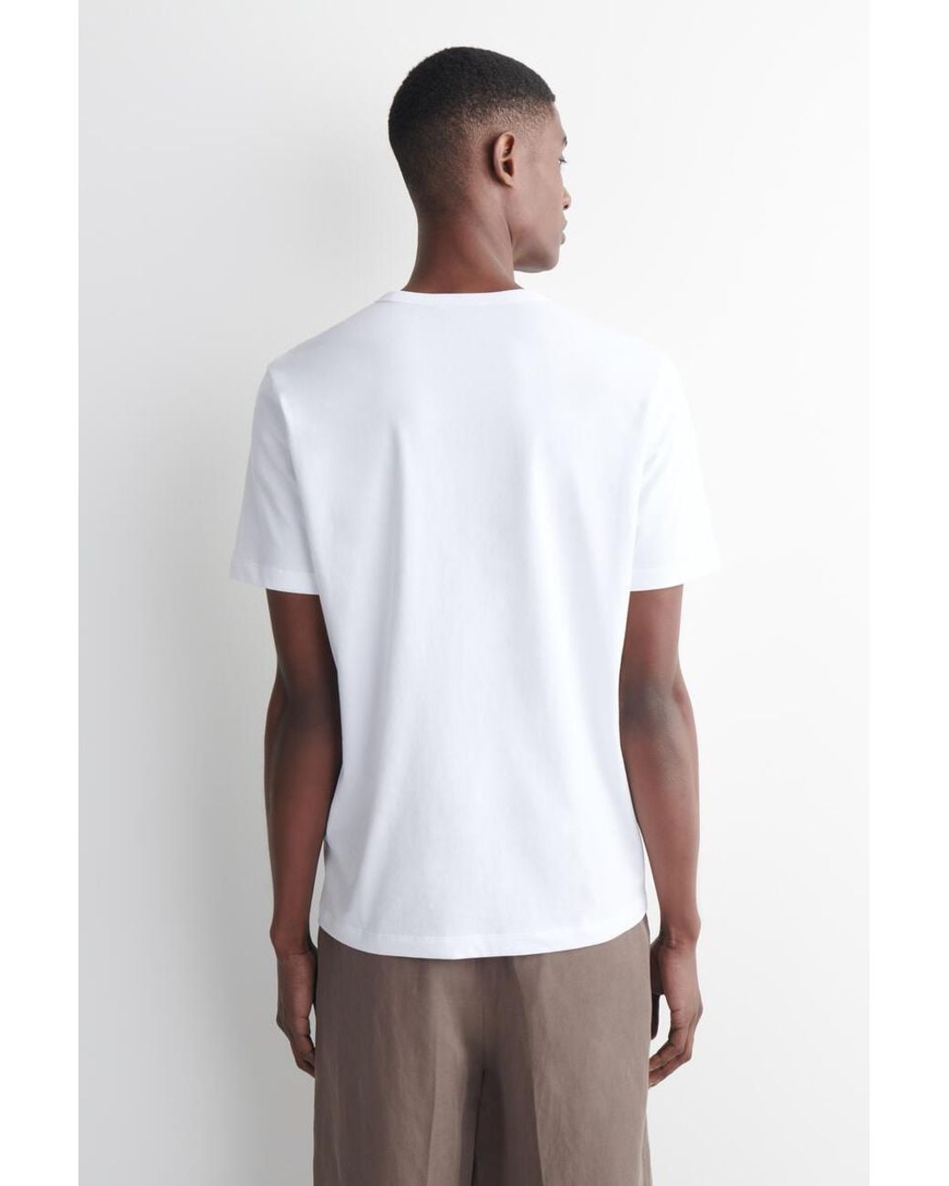 COS White Brushed-Cotton T-Shirt for men