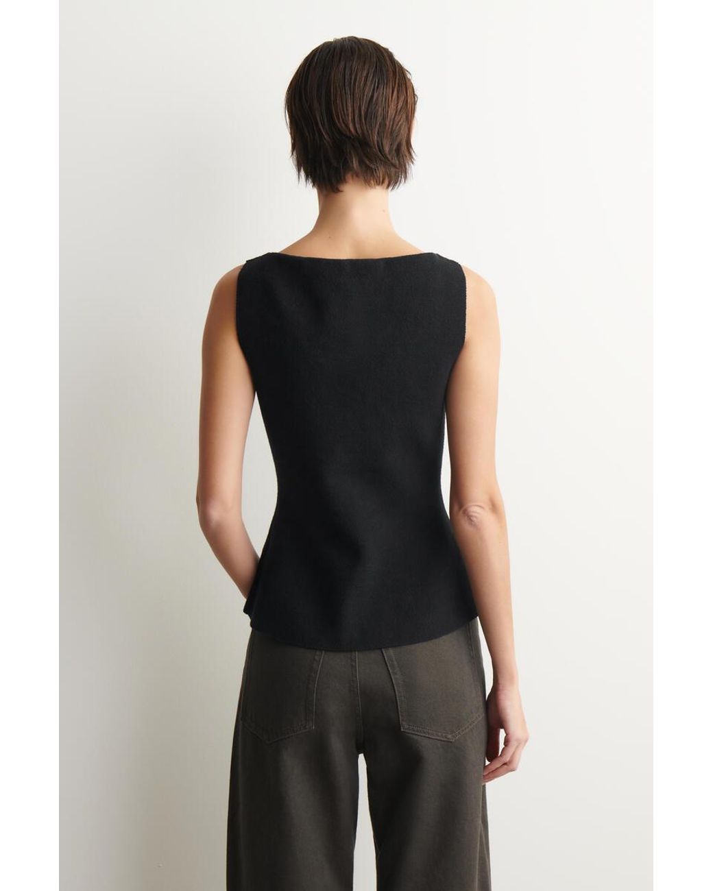 COS Black Cotton-Blend Crepe Vest