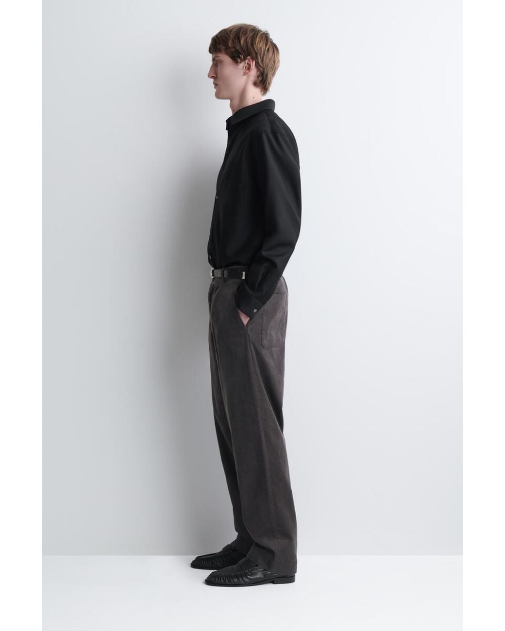COS Gray Corduroy Relaxed-Fit Tapered Pants for men