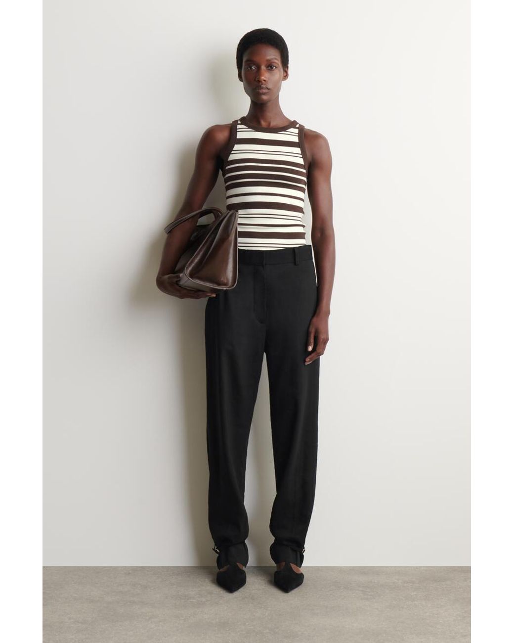 COS Brown Ribbed Cotton Tank Top