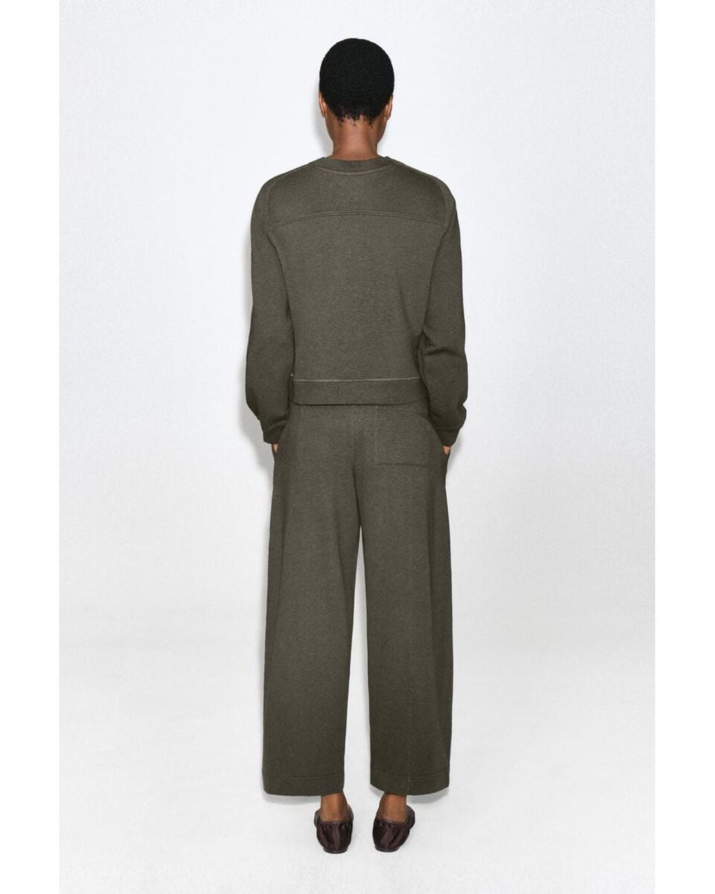 COS Green Cotton Barrel-Leg Joggers