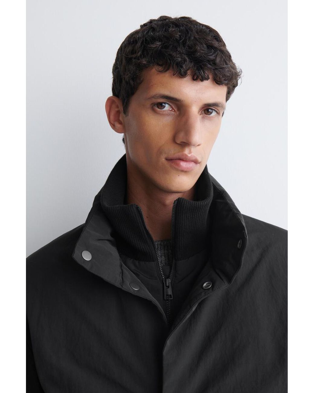 COS Black Padded Mock-Neck Down Jacket for men
