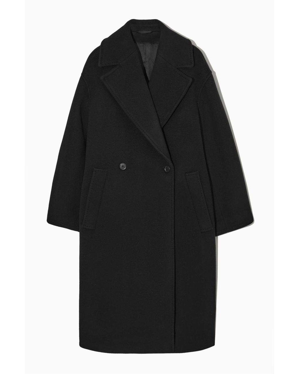 COS Oversized Wool-blend Coat (petite) in Black | Lyst