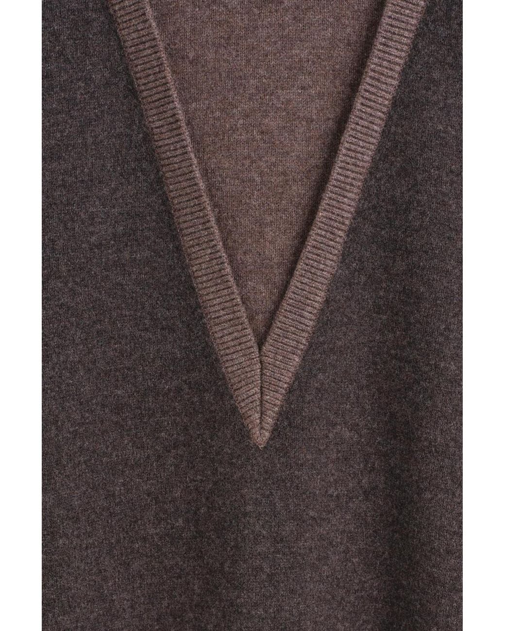 COS Brown Layered Funnel-Neck Merino Wool Sweater