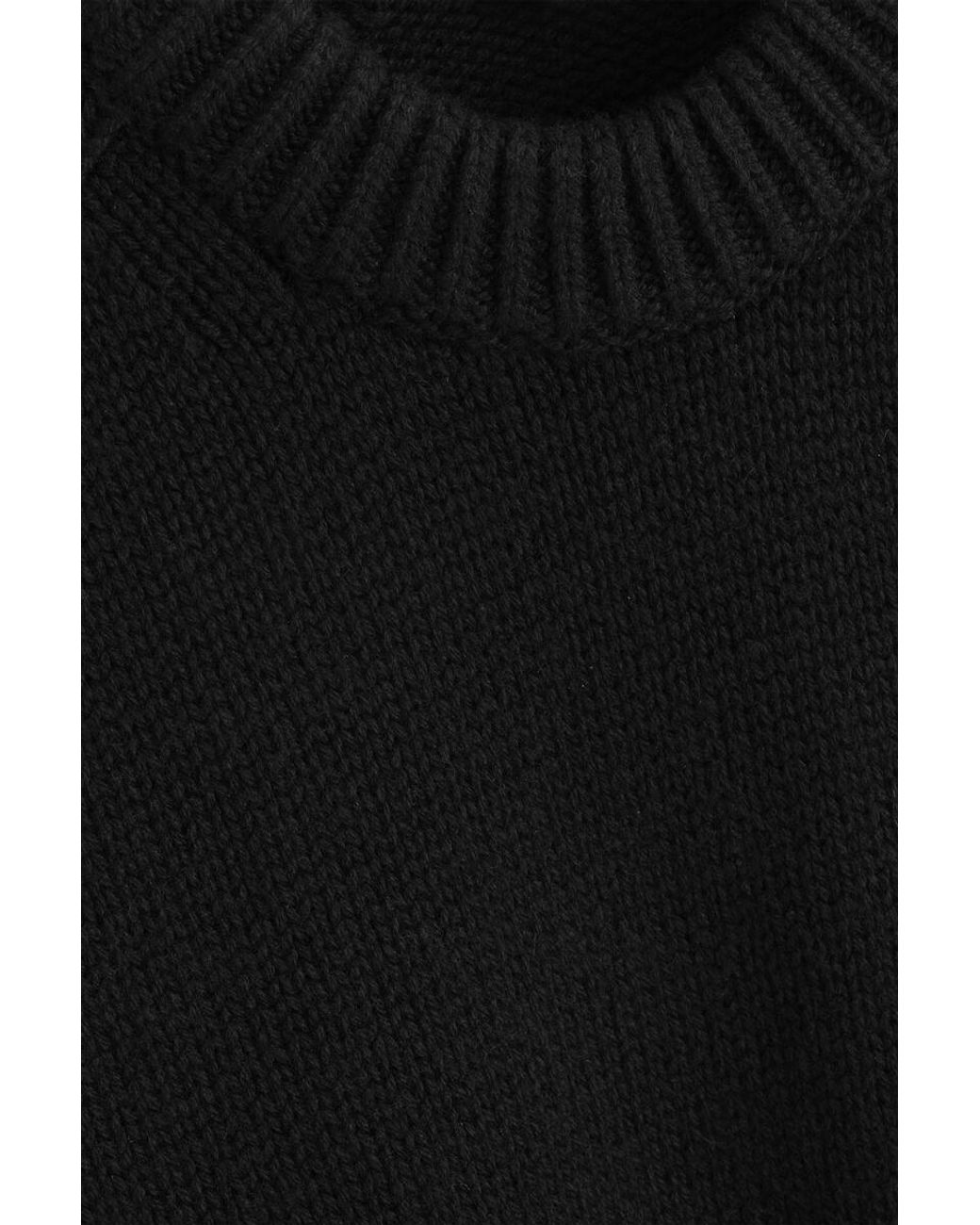 COS Black Rounded Wool Crew-Neck Sweater