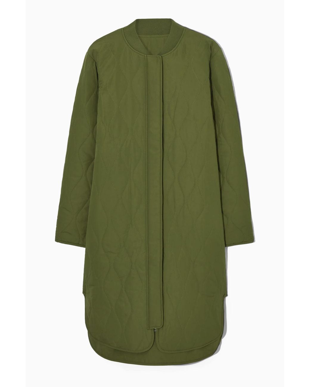 COS Reversible Longline Quilted Liner Jacket in Green Lyst