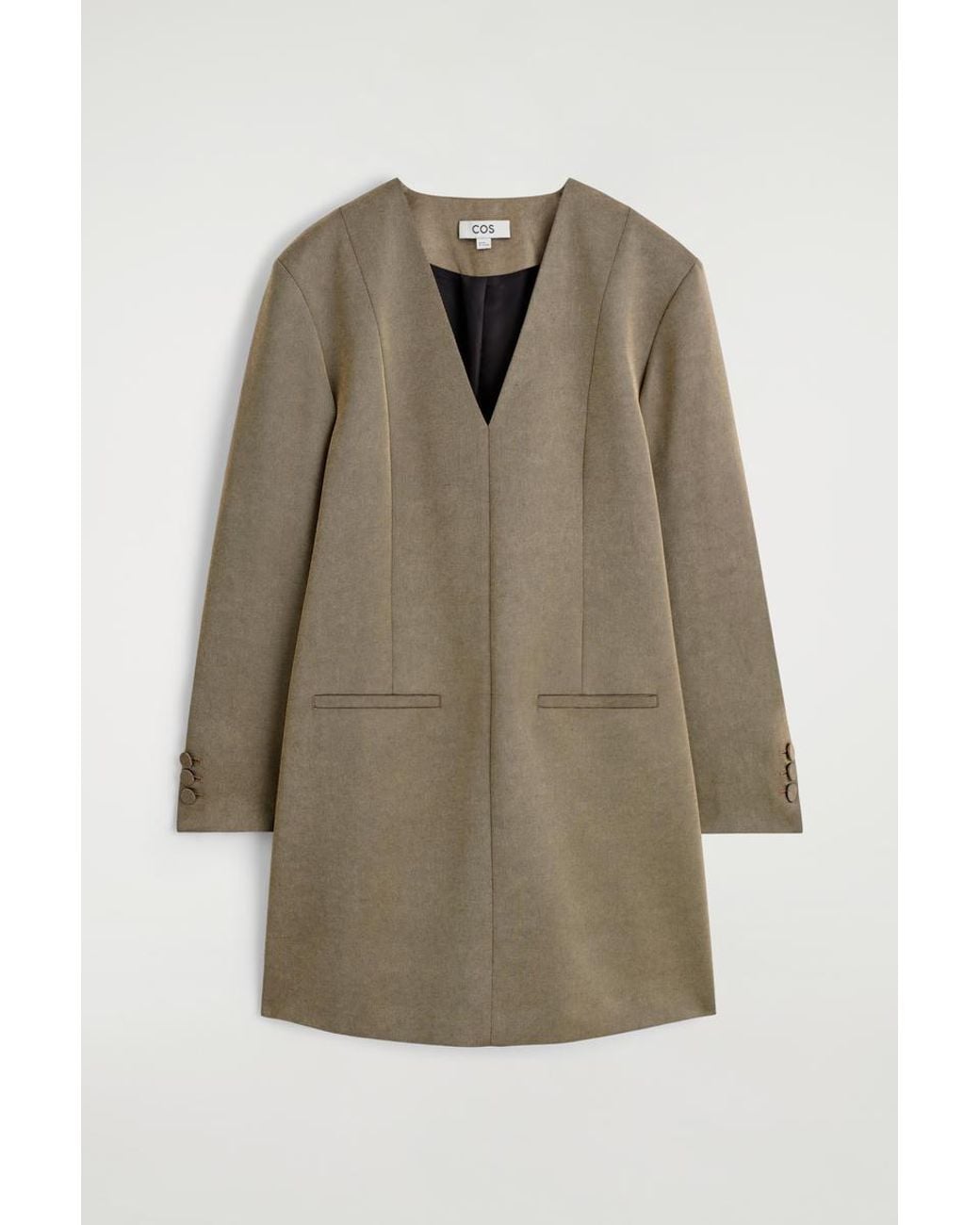 COS Natural Metallic Wool-Blend Tuxedo Dress