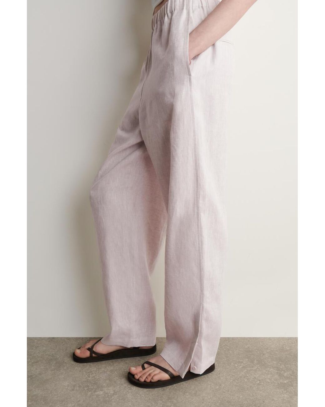 COS Pink Elasticated Linen Barrel-Leg Pants