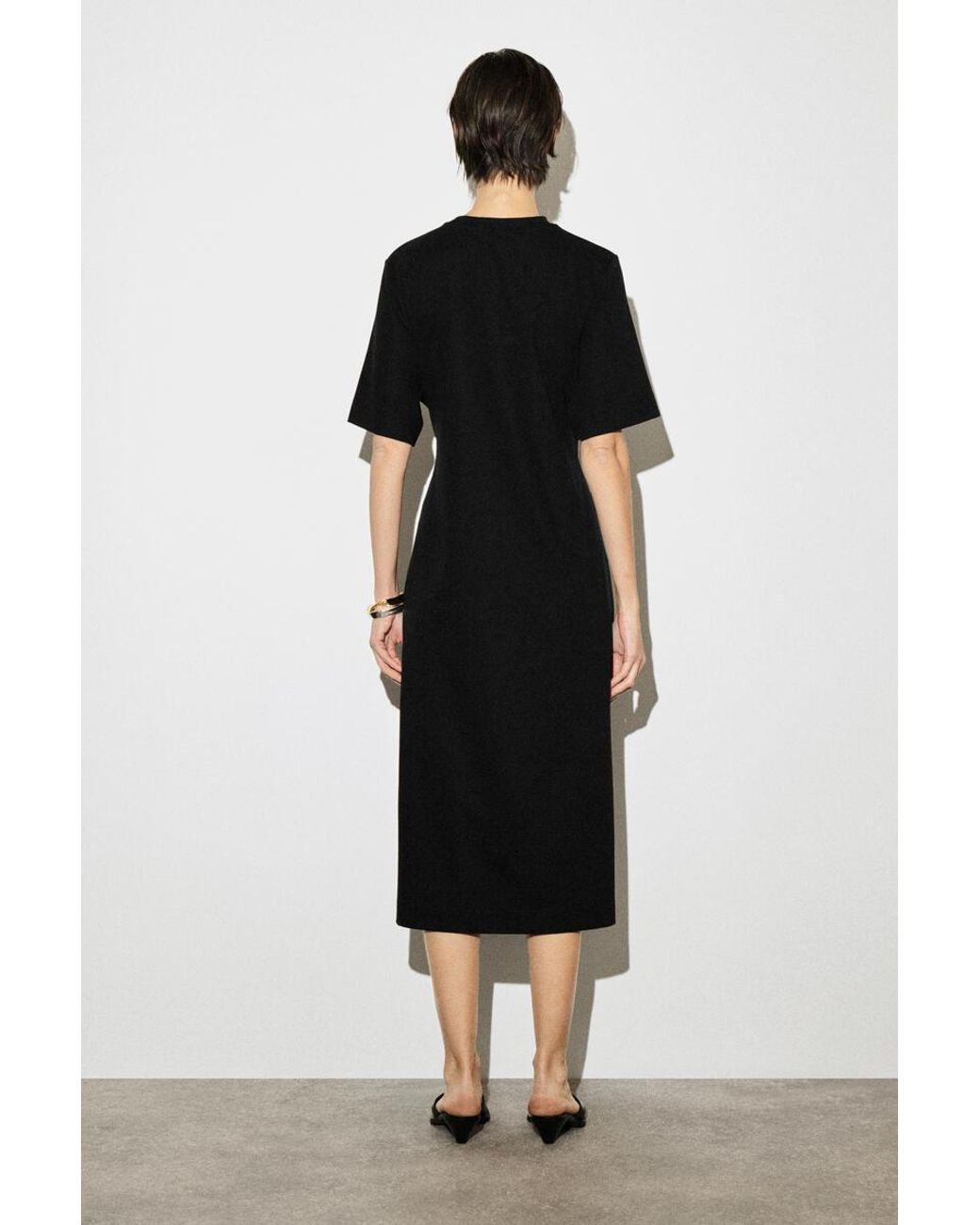 COS Black Belt-Detail Midi T-Shirt Dress
