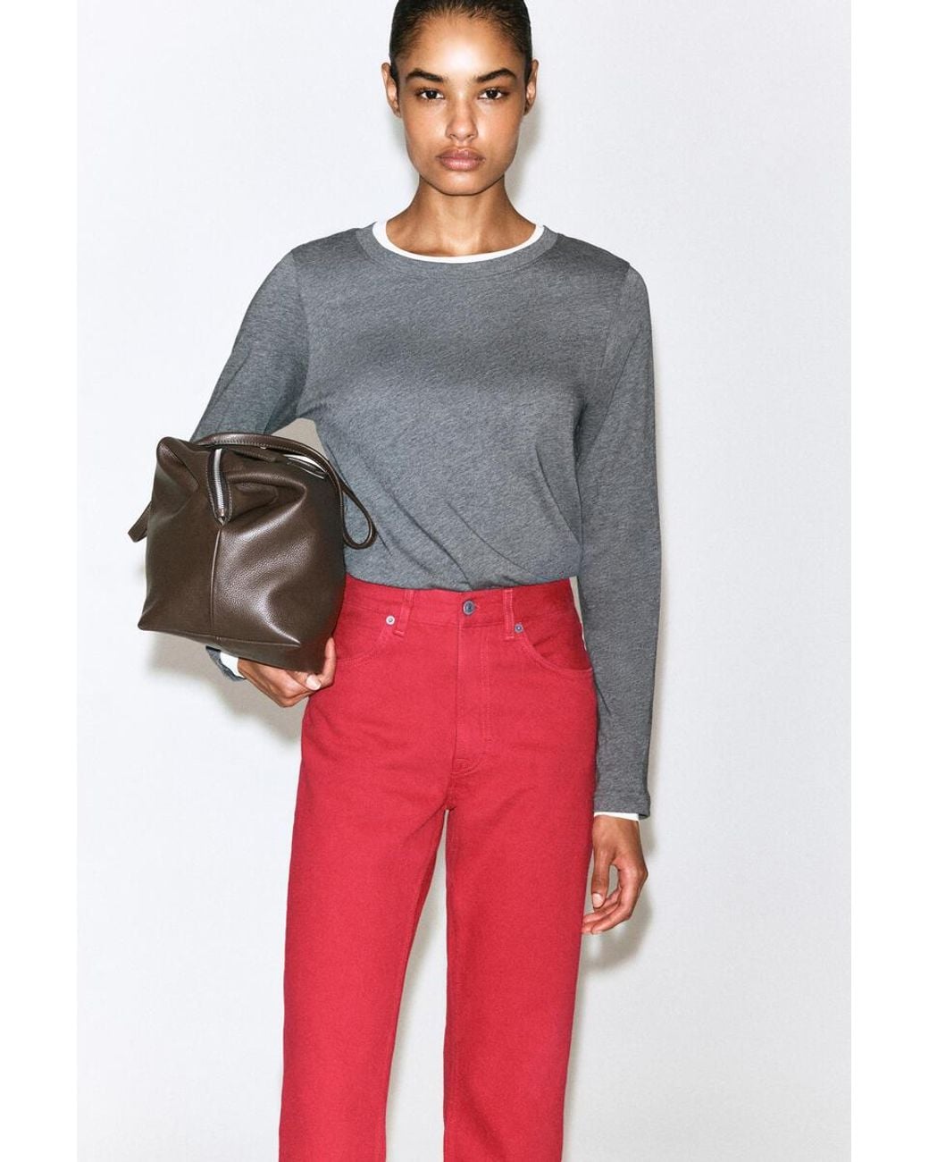 COS Red Valley Cropped Bootcut Jeans