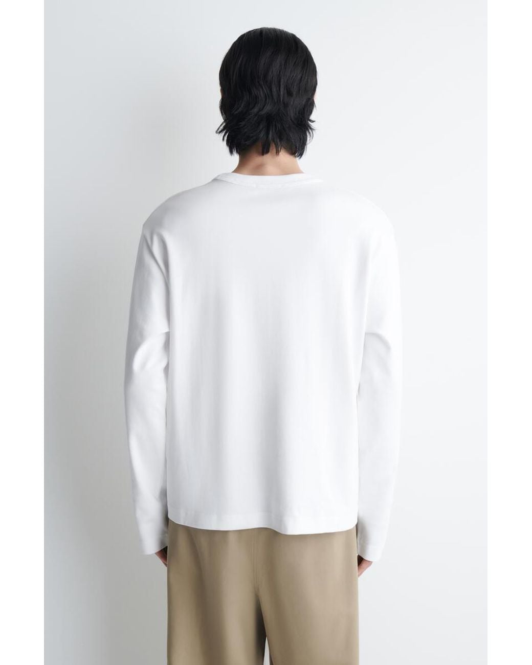 COS White Relaxed Jersey Interlock Long-sleeved T-shirt for men