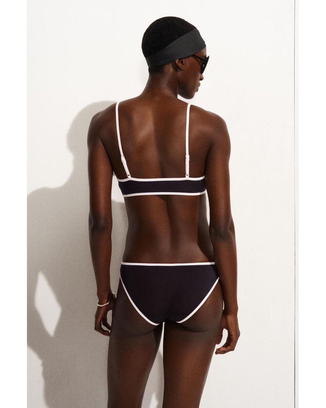 COS Blue Contrast-Trimmed Scoop-Neck Bikini Top