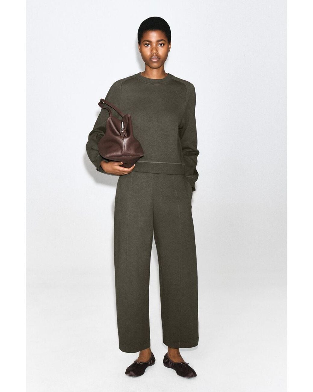 COS Green Cotton Barrel-Leg Joggers
