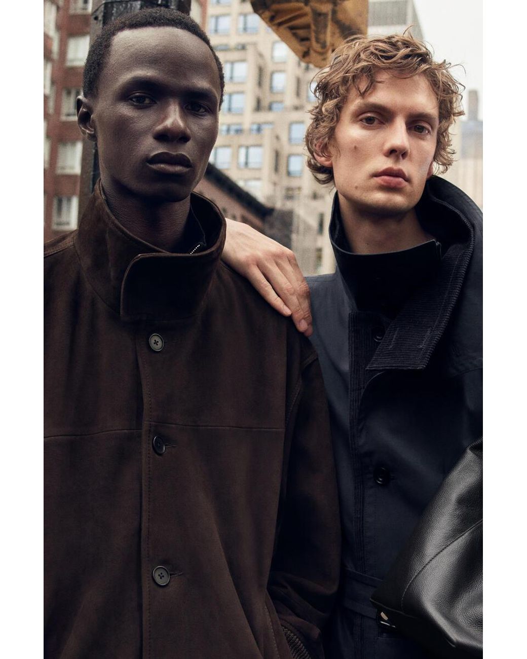 COS Black Suede Funnel-Neck Bomber Jacket for men