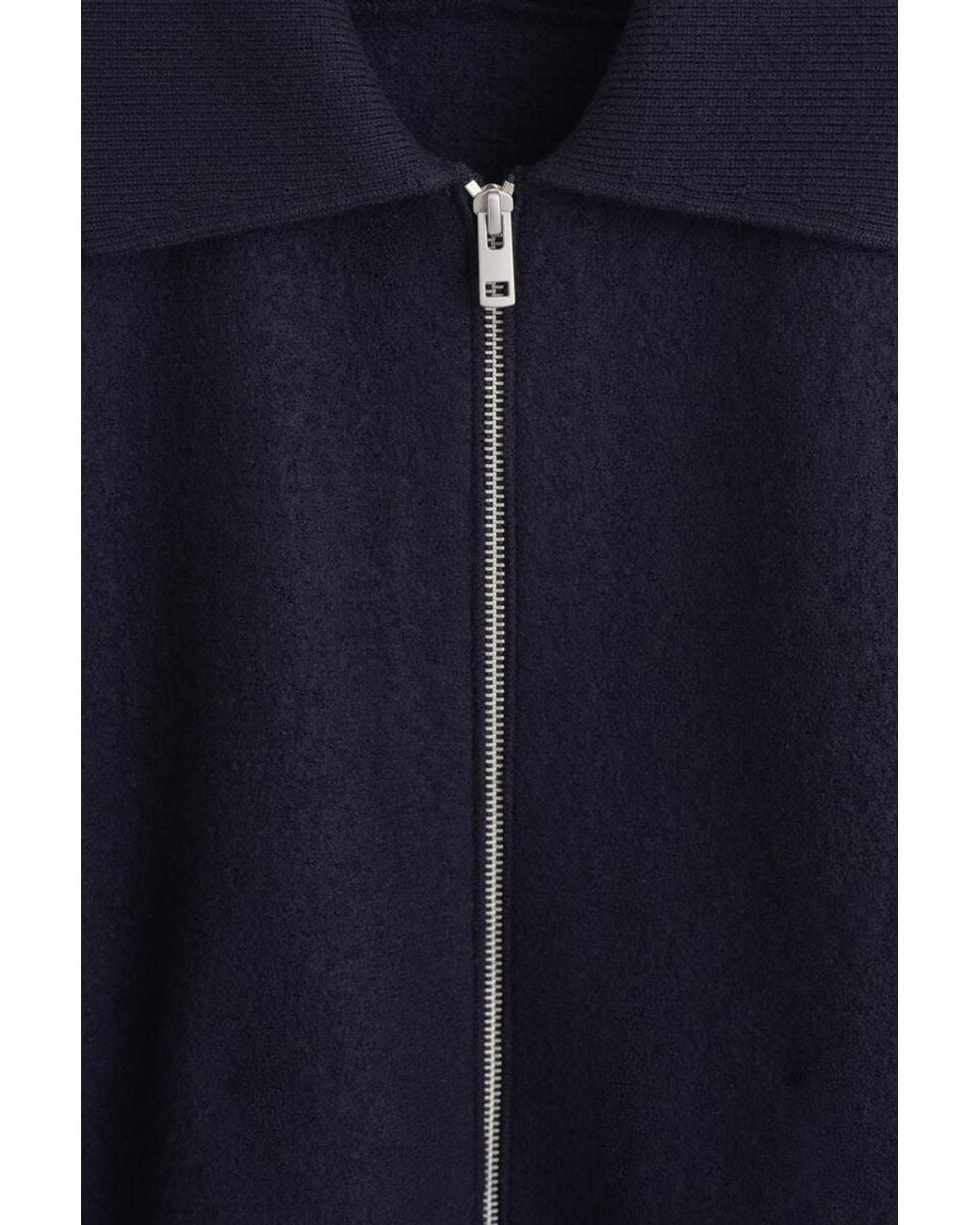 COS Blue Sculpted Merino Wool Zip-Up Jacket