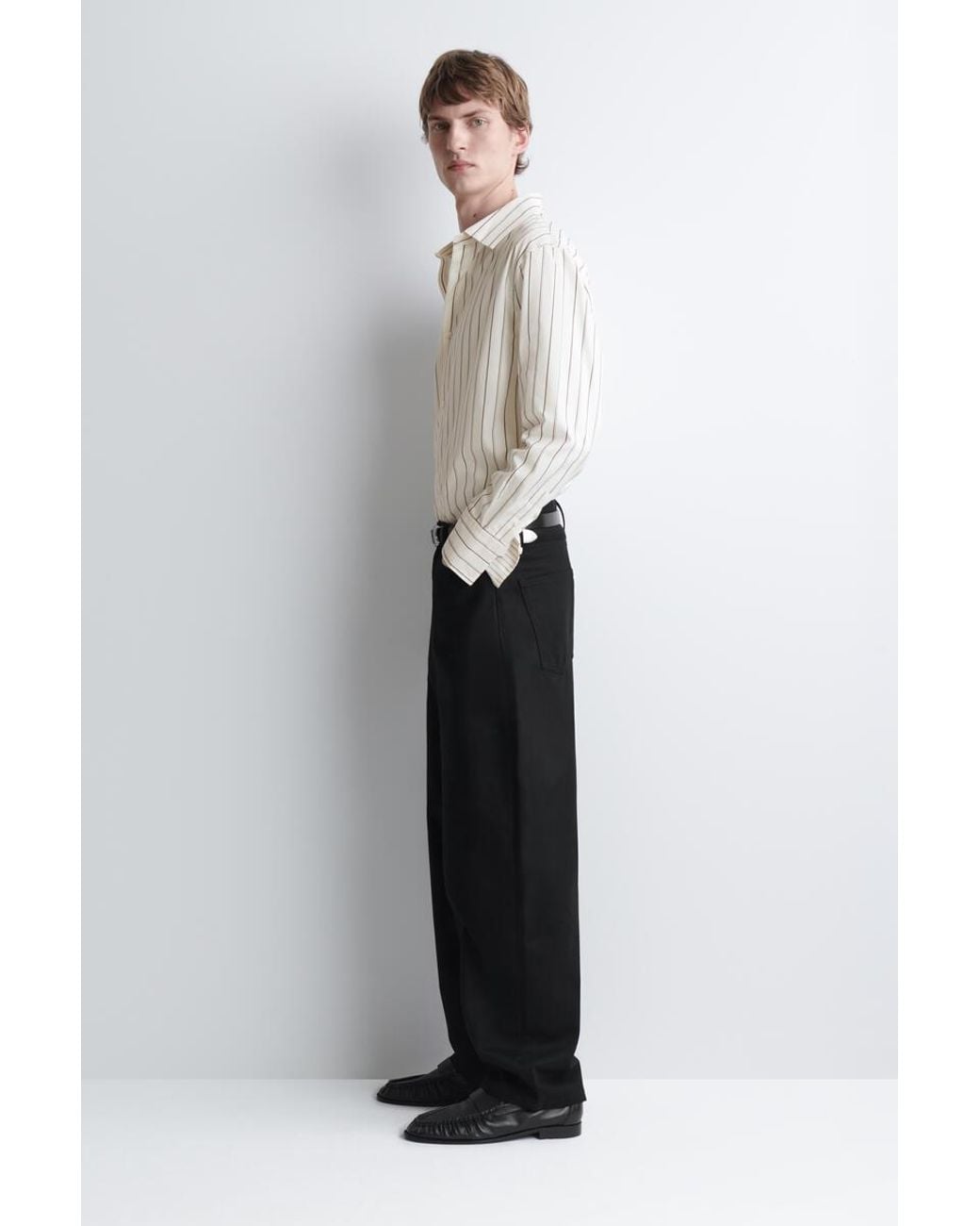COS Black Mallow Relaxed-Fit Barrel-Leg Jeans for men