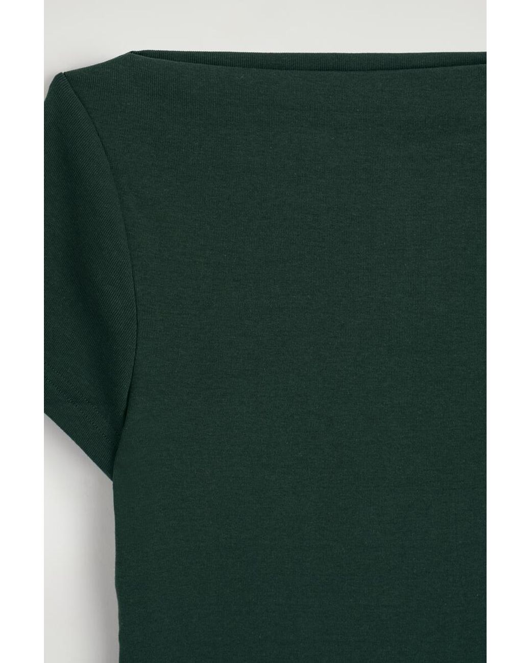 COS Green Slim Boat-Neck Cotton T-Shirt