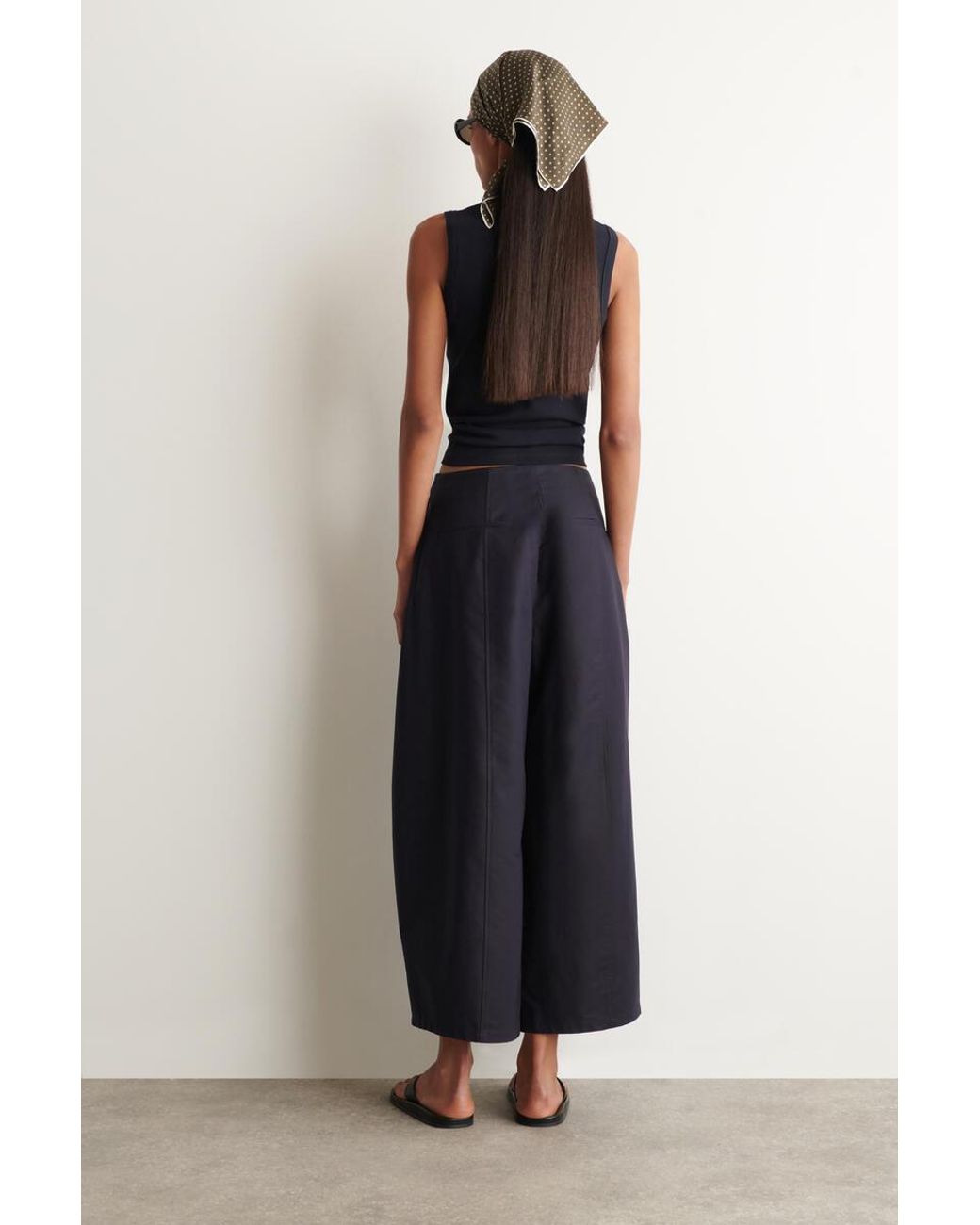 COS Blue Cropped Barrel-Leg Cotton Pants