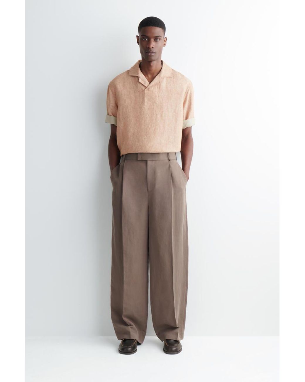 COS Orange Linen Popover Shirt for men