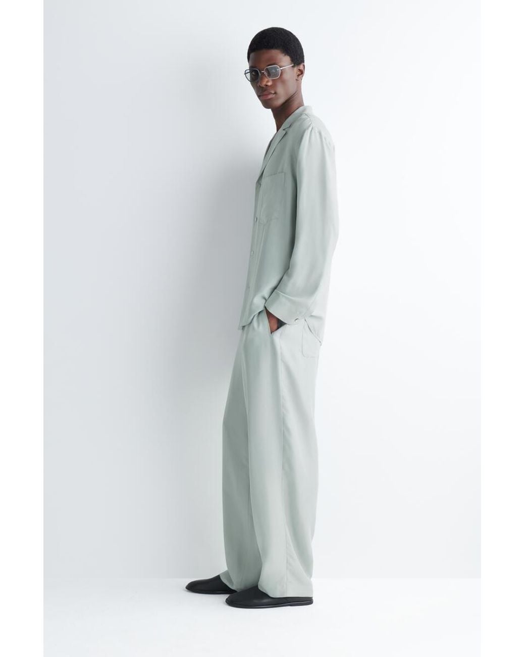COS White Silk Relaxed-Fit Straight-Leg Trousers for men
