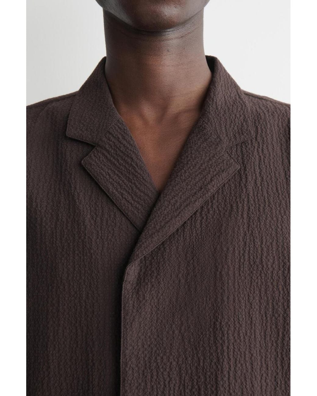 COS Brown Seersucker Resort Shirt for men