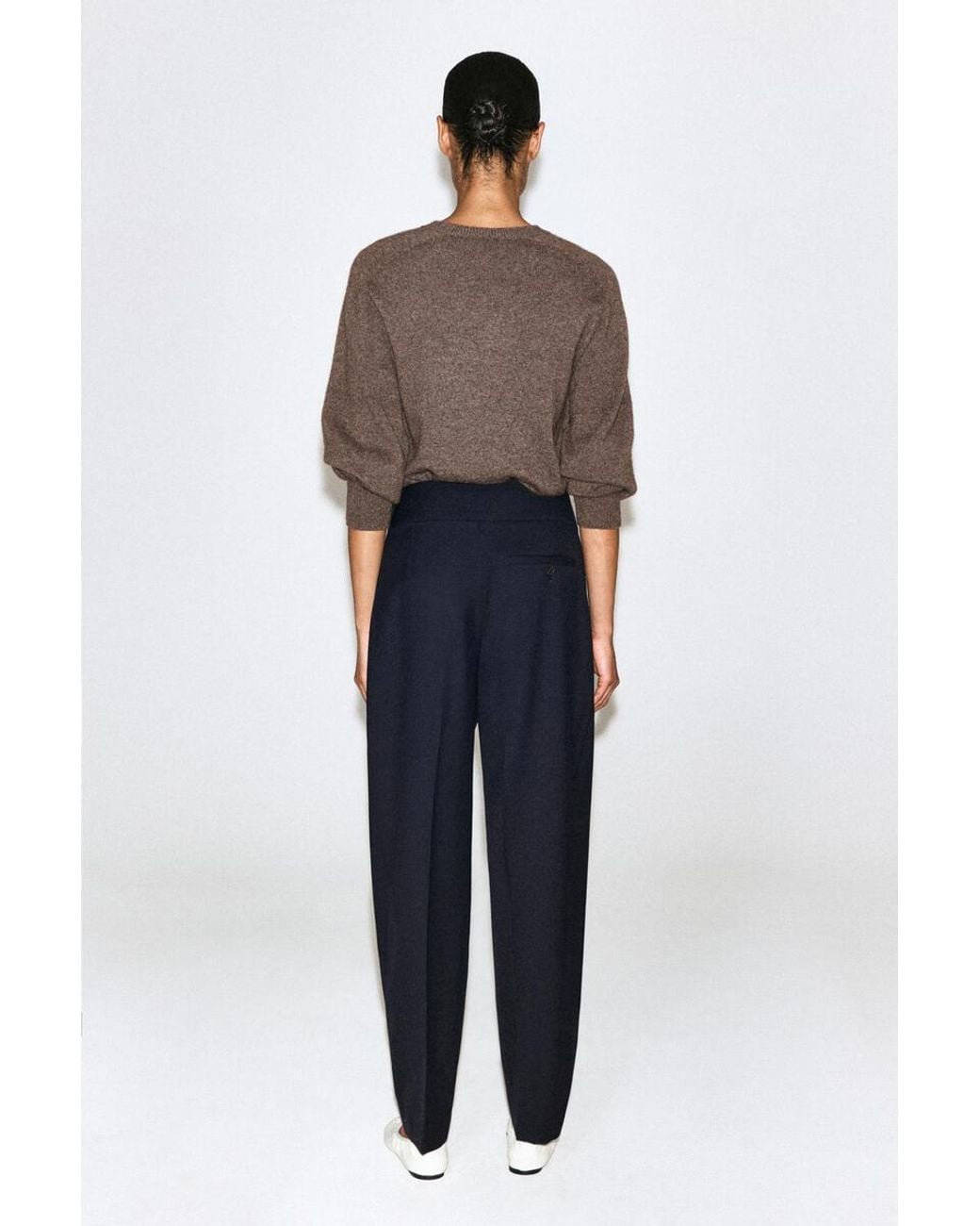 COS Blue Cummerbund-Waist Barrel-Leg Pants
