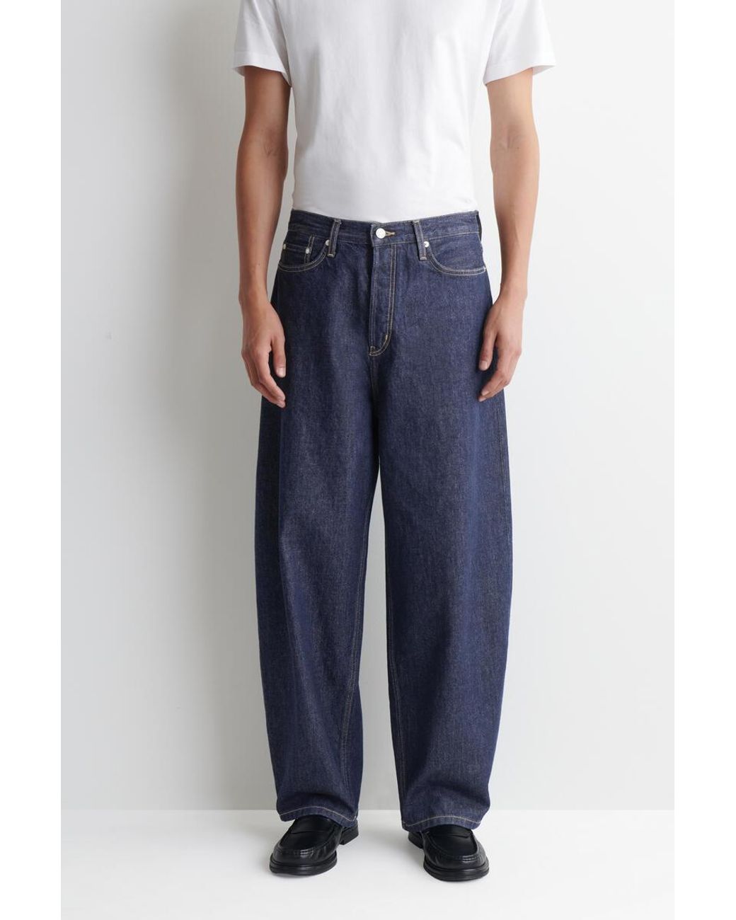COS Blue Mallow Relaxed-Fit Barrel-Leg Jeans for men