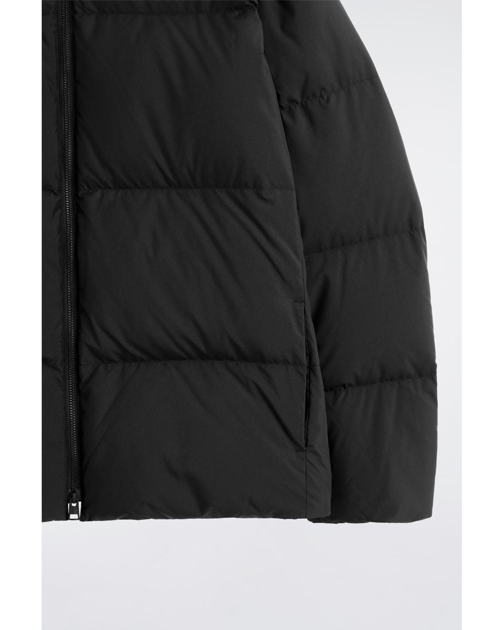 COS Black Hooded Down Puffer Jacket for men