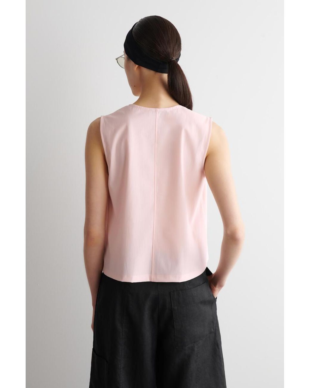 COS Pink Gathered-Neck Jersey Tank Top