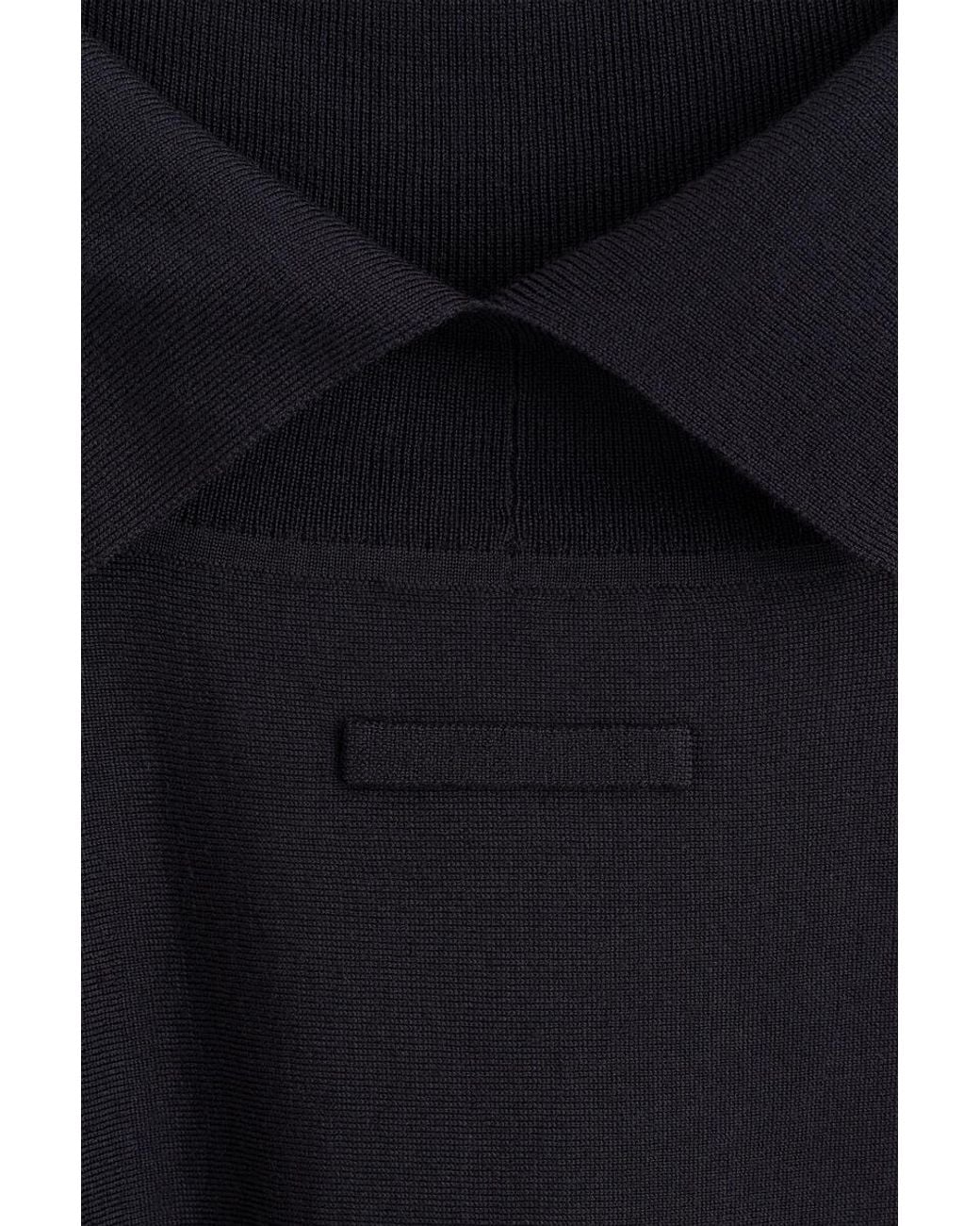 COS Blue Merino Wool Funnel-Neck Jumper
