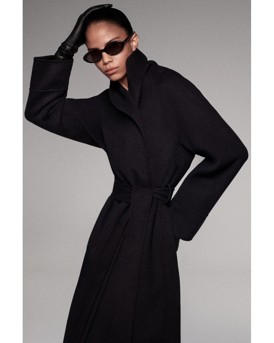 COS Blue Shawl-Collar Double-Faced Wool Long Coat